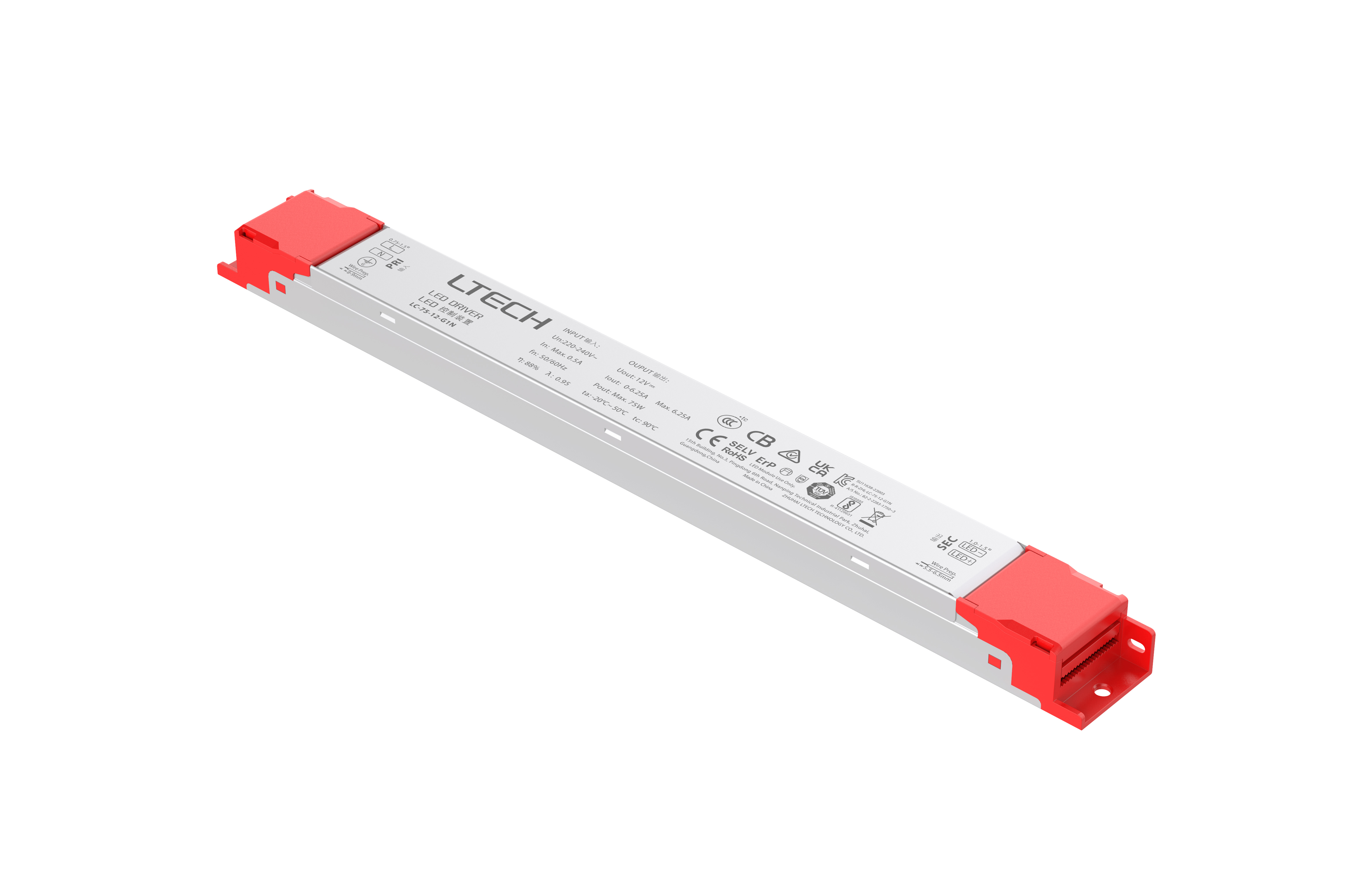 LC-75-12-G1N  Intelligent Constant Voltage  LED Driver; ON/OFF; 75W; 12VDC 6.25A ; 220-240Vac; IP20; 5yrs Warrenty.